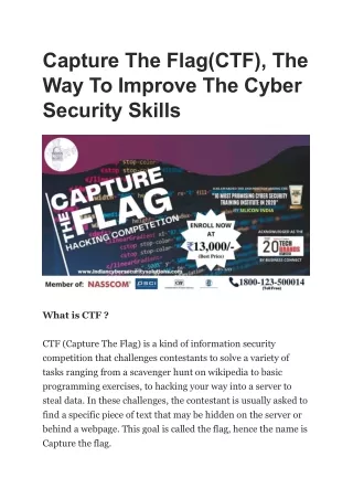 capture the flag ctf the way to improve the cyber