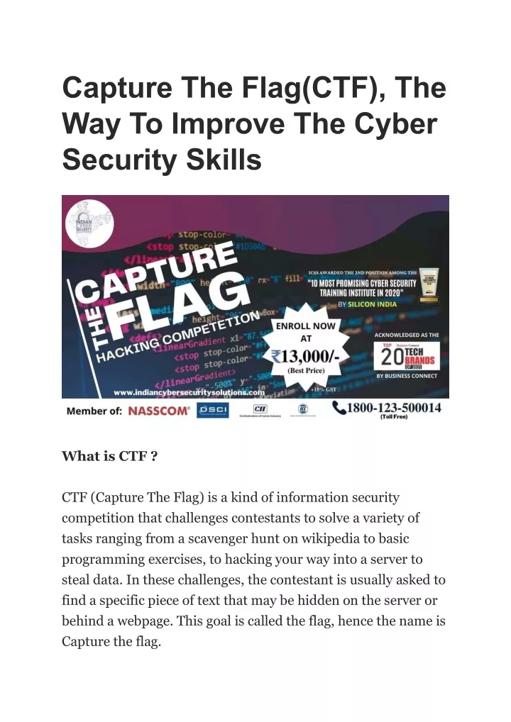 capture the flag ctf the way to improve the cyber