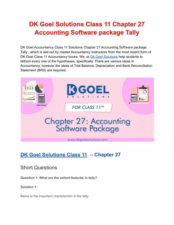 dk goel solutions class 11 chapter 27 accounting