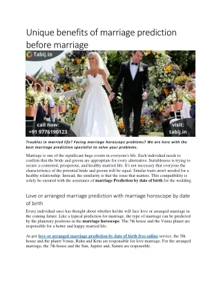 Unique benefits of marriage prediction before marriage