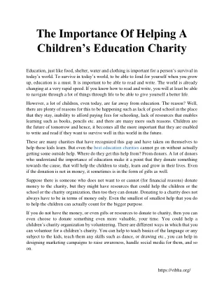 The Importance Of Helping A Children’s Education Charity