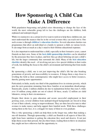 how sponsoring a child can make a difference