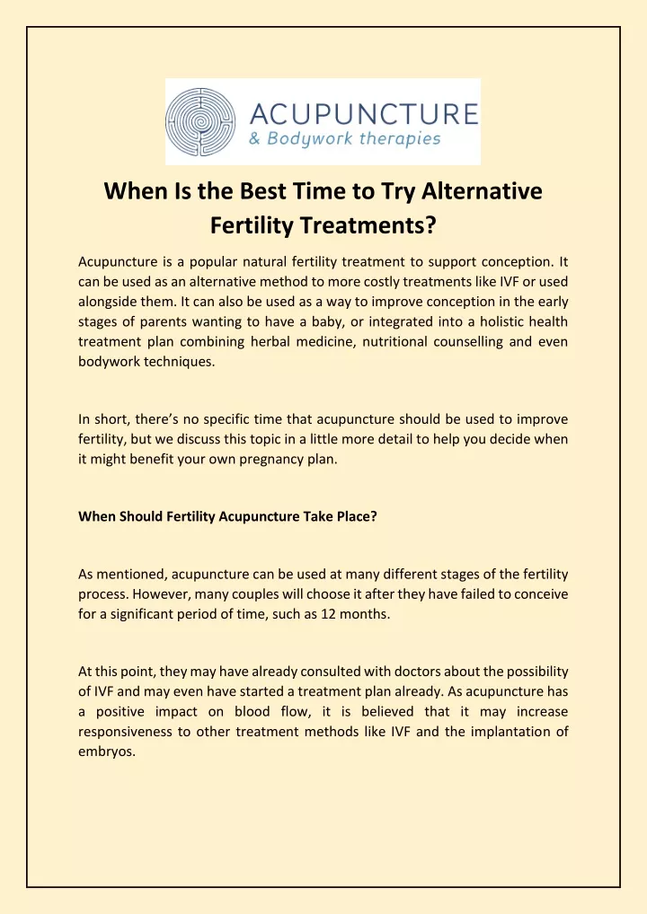 when is the best time to try alternative