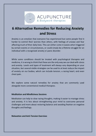 6 alternative remedies for reducing anxiety