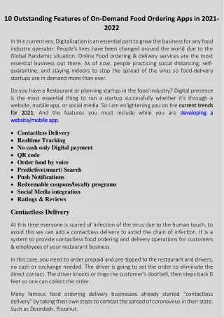 10 outstanding features of on demand food