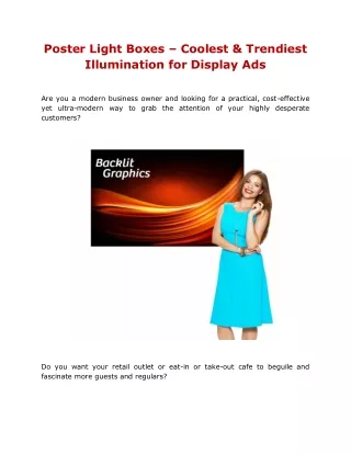 Poster Light Boxes  Coolest & Trendiest Illumination for Display Ads