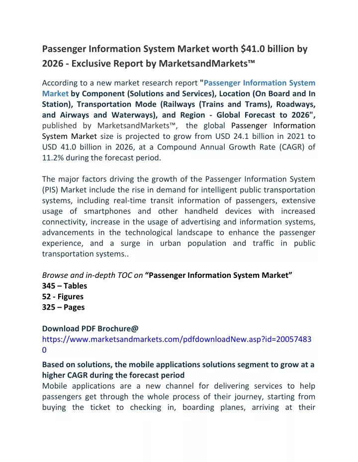 passenger information system market worth