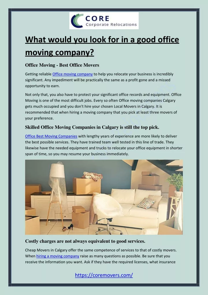 what would you look for in a good office moving
