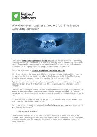 why does every business need artificial