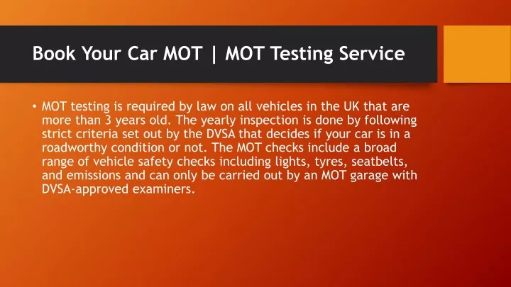 book your car mot mot testing service