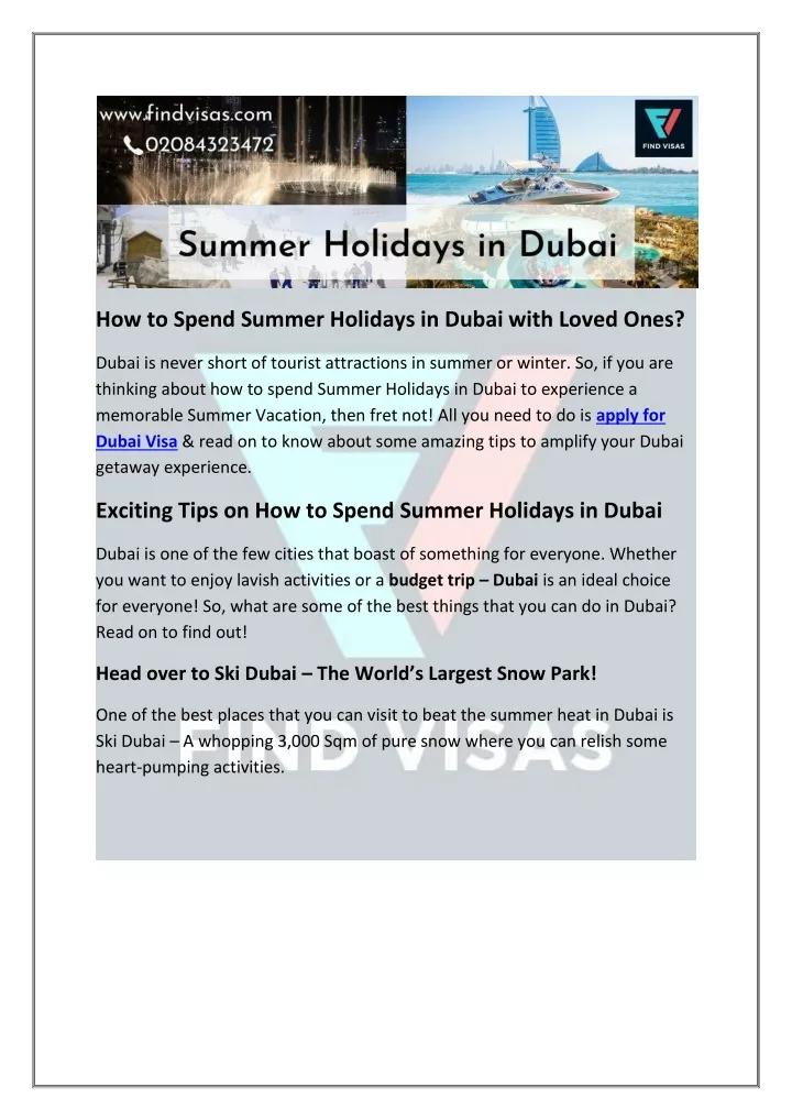 how to spend summer holidays in dubai with loved