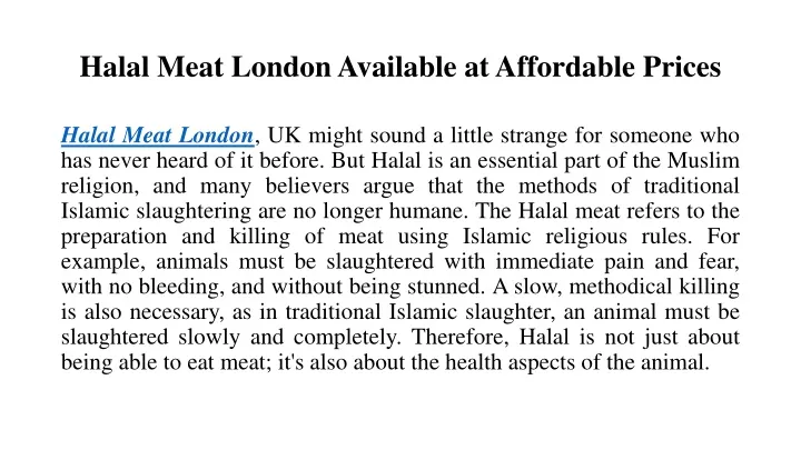halal meat london available at affordable prices