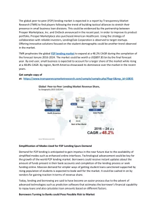 the global peer to peer p2p lending market