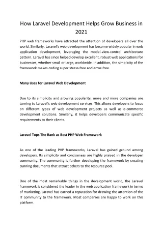 how laravel development helps grow business