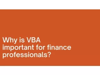 Why is VBA important for finance professional?