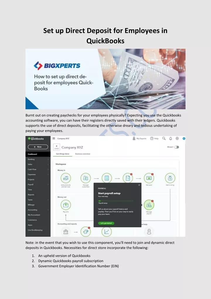 set up direct deposit for employees in quickbooks