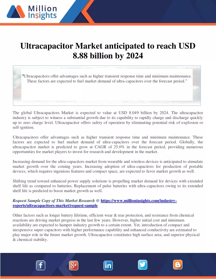 ultracapacitor market anticipated to reach