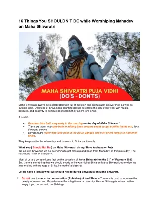 16 Things You SHOULDN’T DO while Worshiping Mahadev on Maha Shivaratri