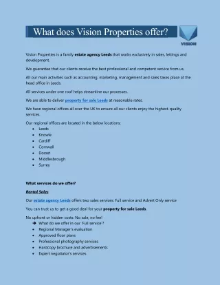 what does vision properties offer