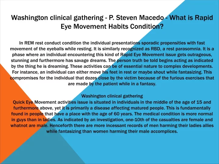 washington clinical gathering p steven macedo