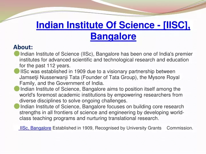 indian institute of science iisc bangalore