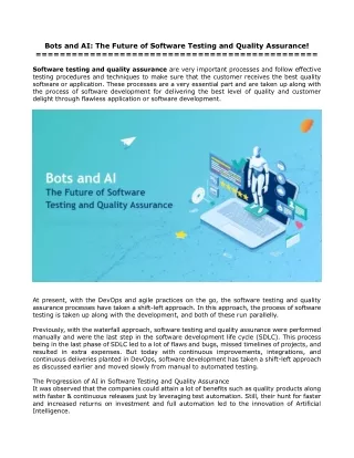 bots and ai the future of software testing