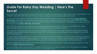 Guide For Rainy Day Wedding