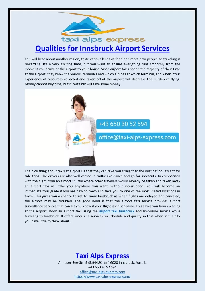 qualities for innsbruck airport services