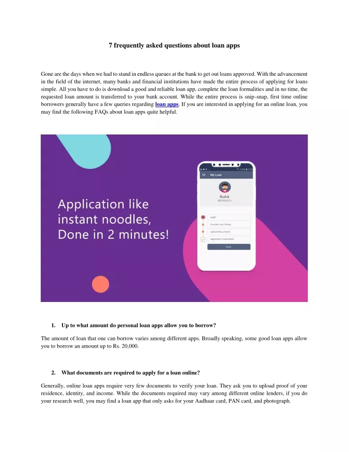7 frequently asked questions about loan apps