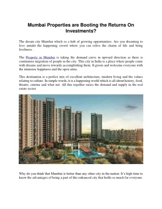 mumbai properties are booting the returns