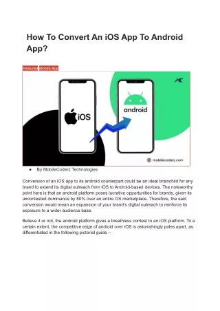 How To Convert An iOS App To Android App?