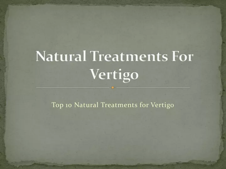 natural treatments for vertigo