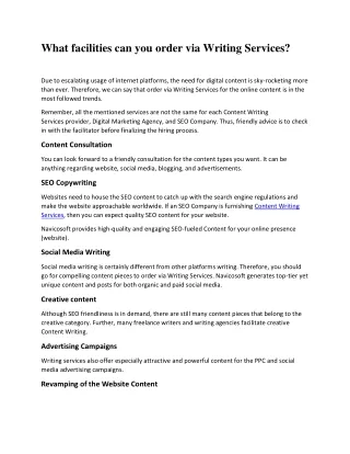 what facilities can you order via writing services