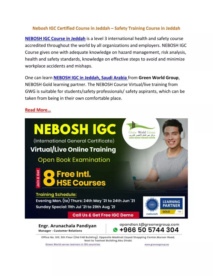nebosh igc course in jeddah is a level