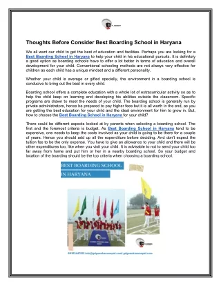 thoughts before consider best boarding school