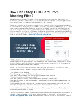 how can i stop bullguard from blocking files
