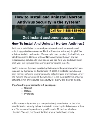 how to install and uninstall norton antivirus