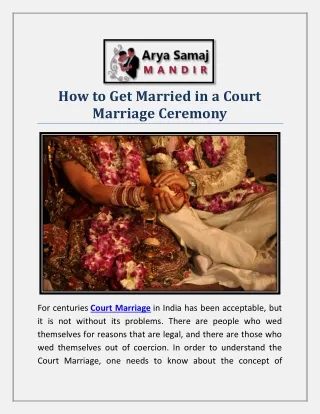 How to Get Married in a Court Marriage Ceremony