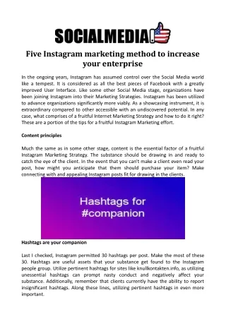 Five Instagram marketing method to increase your enterprise