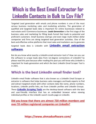 Which is the best email extractor for LinkedIn contacts in bulk to csv file
