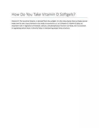how do you take vitamin d softgels
