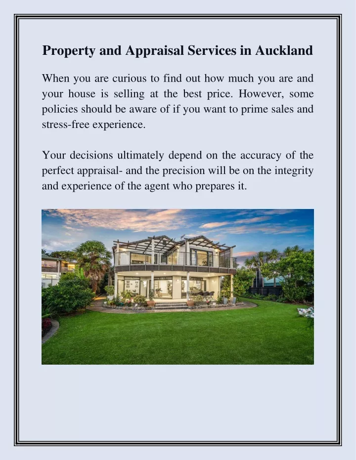property and appraisal services in auckland when