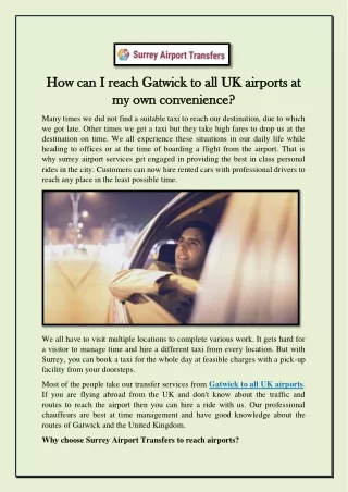 how can i reach gatwick to all uk airports