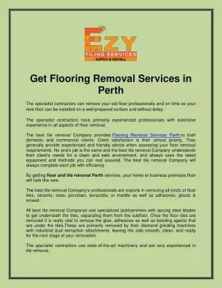 get flooring removal services in perth