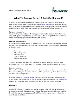 What To Remove Before A Junk Car Removal?