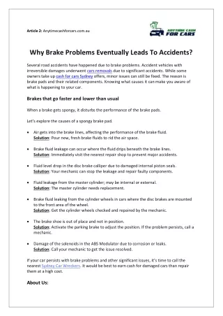 Why Brake Problems Eventually Leads To Accidents?