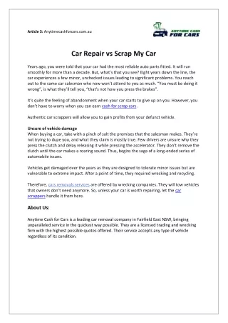 Car Repair vs Scrap My Car