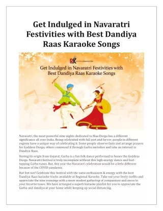 Get Indulged in Navaratri Festivities with Best Dandiya Raas Karaoke Songs