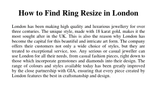how to find ring resize in london