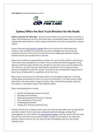 Sydney Offers the Best Truck Wreckers for the Roads